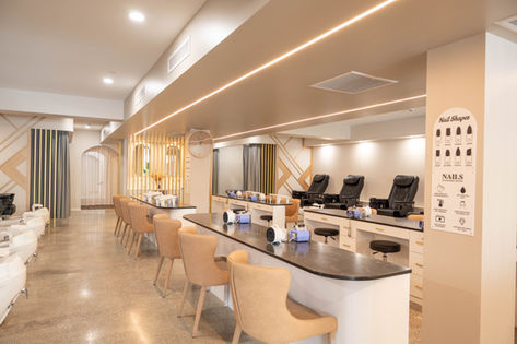 Elegant manicure stations inside AV Beauty Spa