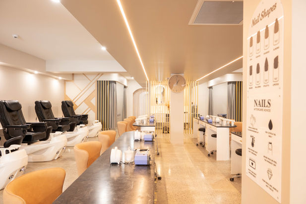 Main nail and pedicure area inside AV Beauty Spa